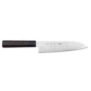 Kikuichi Nickel Warikomi Damascus Santoku Knife 7-inch
